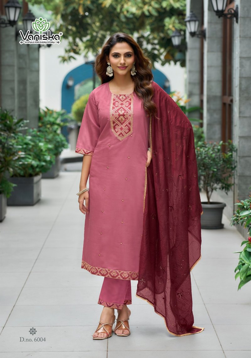 Fiza Vol 6 By Vaniska Roman Silk Kurti With Bottom Dupatta 